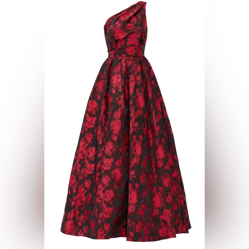 Red Floral One-Shoulder Dress